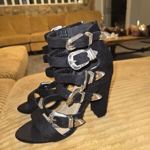 Black Strappy Heeled Sandals